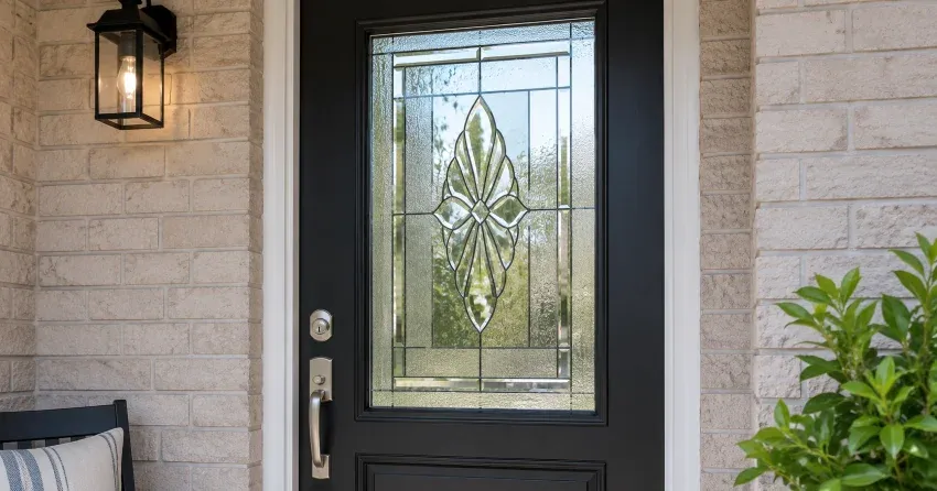 technician replacing a cracked decorative glass panel in Oro-Medonte