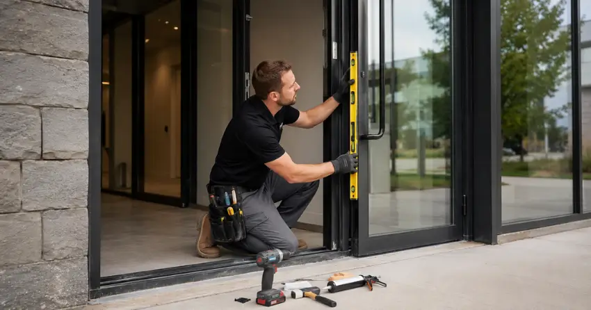 commercial glass door frame installation Simcoeside, Oro-Medonte