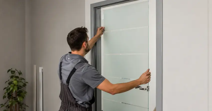 frosted glass interior door panel installation in Guthrie, Oro-Medonte