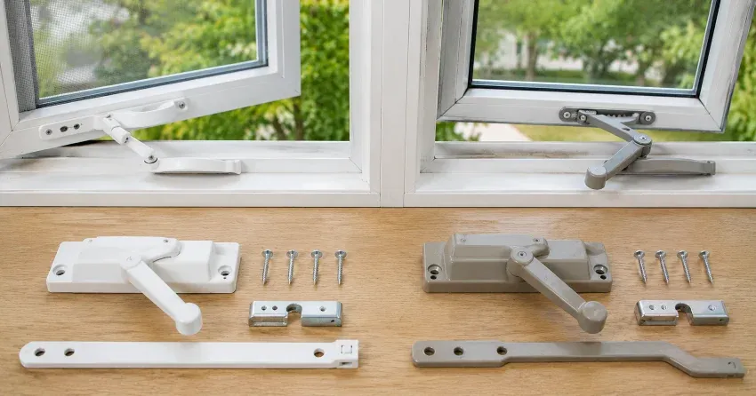 new casement window crank operator installed in Mitchell Square, Oro-Medonte home