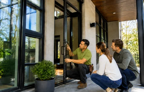 Modern home exterior with floor-to-ceiling windows by Windows & Doors Oro-Medonte